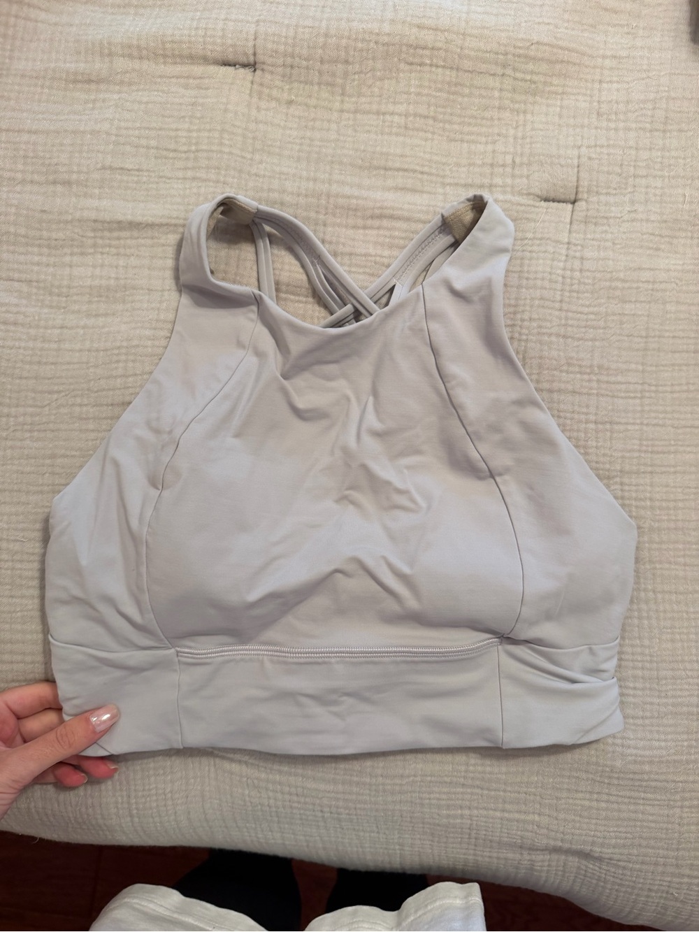 lululemon athletica High-Neck Crisscross Sports Bra in Light Gray